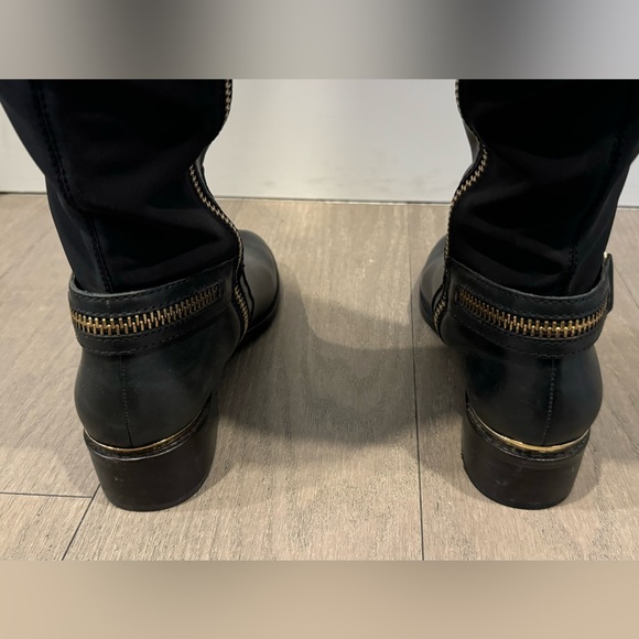 Steve Madden Riding Boot Black with Gold Zippers - Picture 8 of 11
